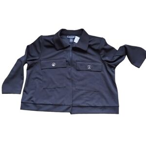 NWT NYCC Black Cropped Jacket XL Open Front Gold Button Pockets